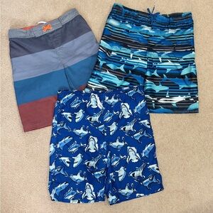 Lot of 3 Boys Swim Trunks Size 14 | Sharks & Stripes 🦈🌊